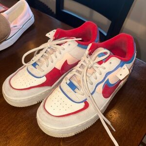 Nike AF1 Women’s Red and Blue Sneakers